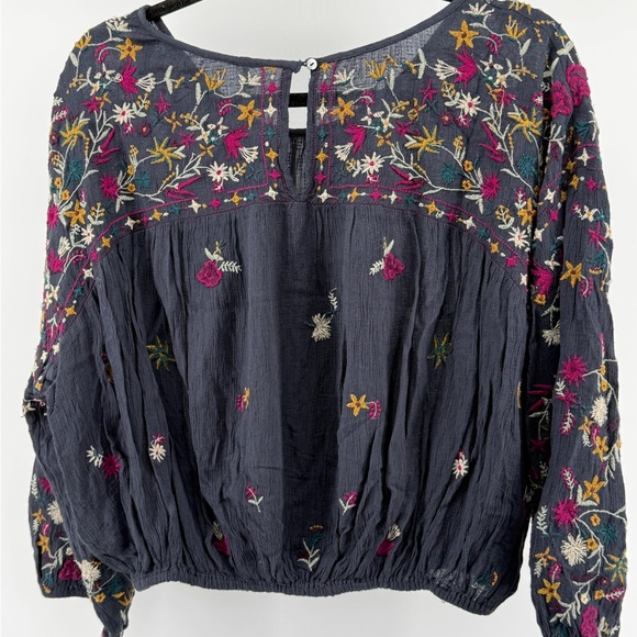 Free People Indigo Wild Flowers Blouse - Picture 2 of 6